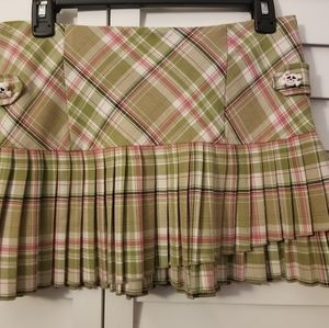 💖 3/$20 Refuge green/pink/white plaid pleated mini skirt